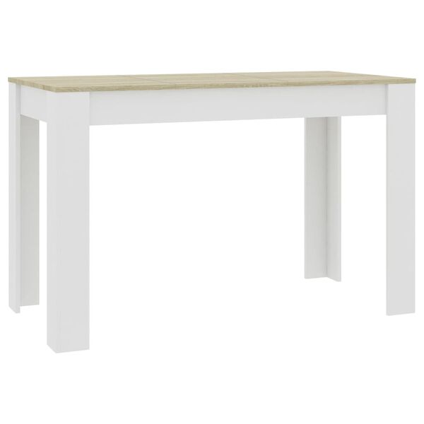 vidaXL Table &agrave; d&icirc;ner Blanc et ch&ecirc;ne sonoma 120 x 60 x 76 cm Agglom&eacute;r&eacute;