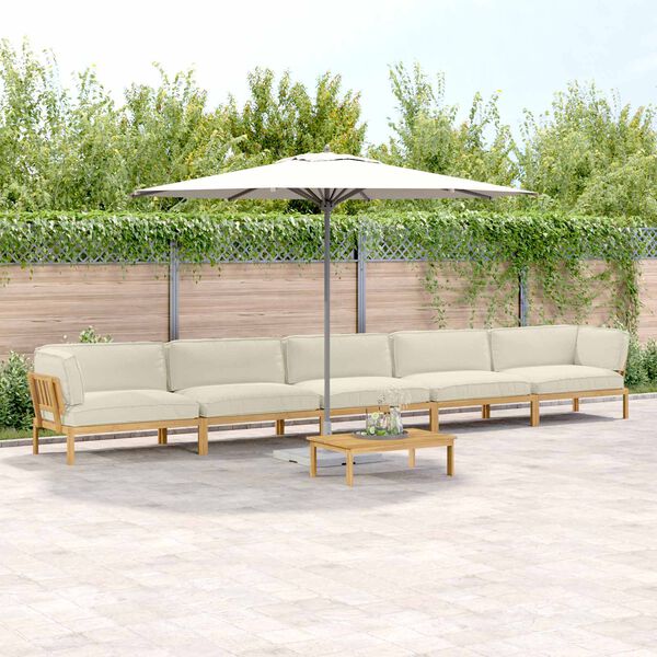 vidaXL Ensemble de Canap&eacute;s Uni 6 pcs Cr&egrave;me Bois d'Acacia Massif