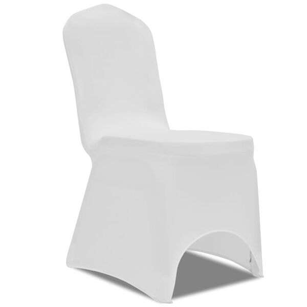 Housse blanche extensible pour chaise 6 pi&egrave;ces