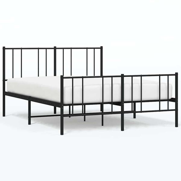 vidaXL Cadre de lit m&eacute;tal sans matelas avec pied de lit noir 135x190cm