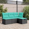 vidaXL Tabouret de jardin avec coussin noir 55x55x37 cm r&eacute;sine tress&eacute;e