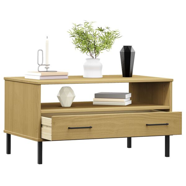 vidaXL Table basse avec pieds en métal Marron 85x50x45 cm Bois OSLO