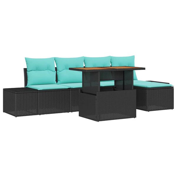 vidaXL Ensemble de salle &agrave; manger pour jardin 6 pcs Noir et Sarcelle