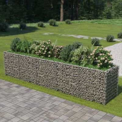 vidaXL Lit surélevé à gabion Acier galvanisé 450x90x100 cm