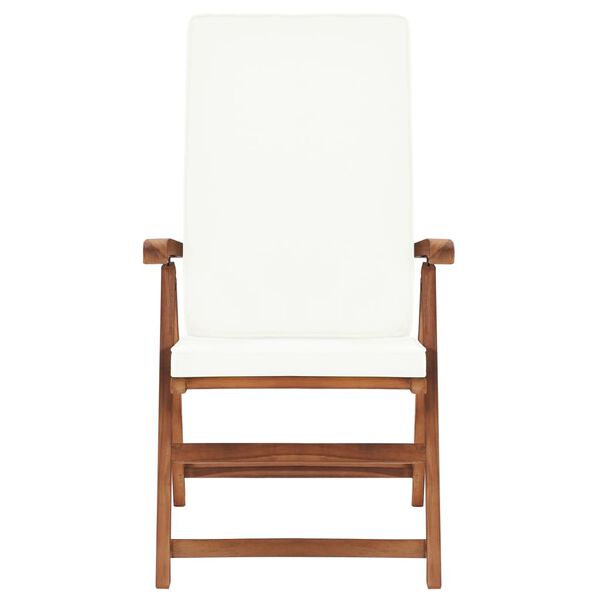 vidaXL Chaises inclinables lot de 2 avec coussins Teck solide Cr&egrave;me