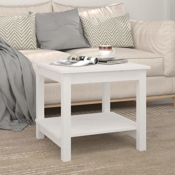 vidaXL Table basse Blanc 50x50x45 cm Bois massif de pin