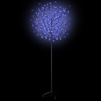 vidaXL Sapin de Noël 200 LED blanches bleues cerisier en fleurs 180cm