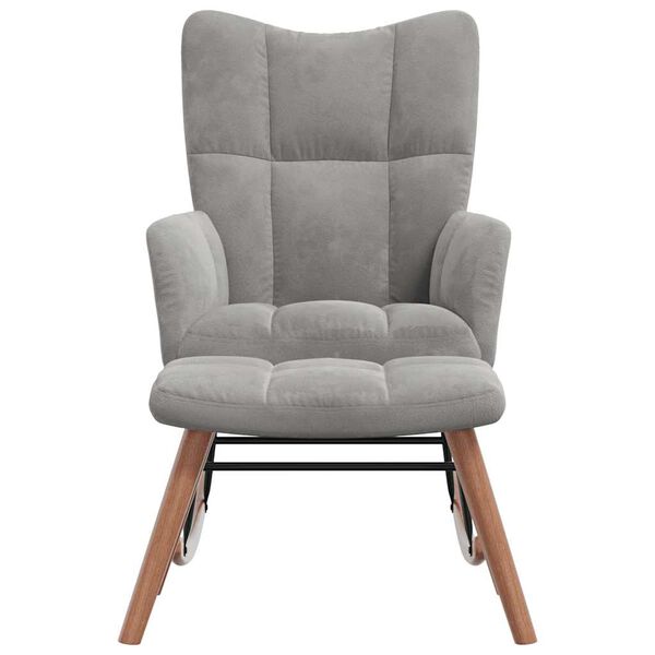 vidaXL Chaise &agrave; bascule avec repose-pied Gris clair Velours