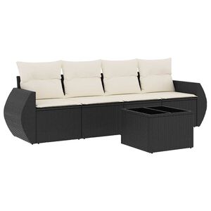 vidaXL Salon de jardin 5 pcs avec coussins noir r&eacute;sine tress&eacute;e