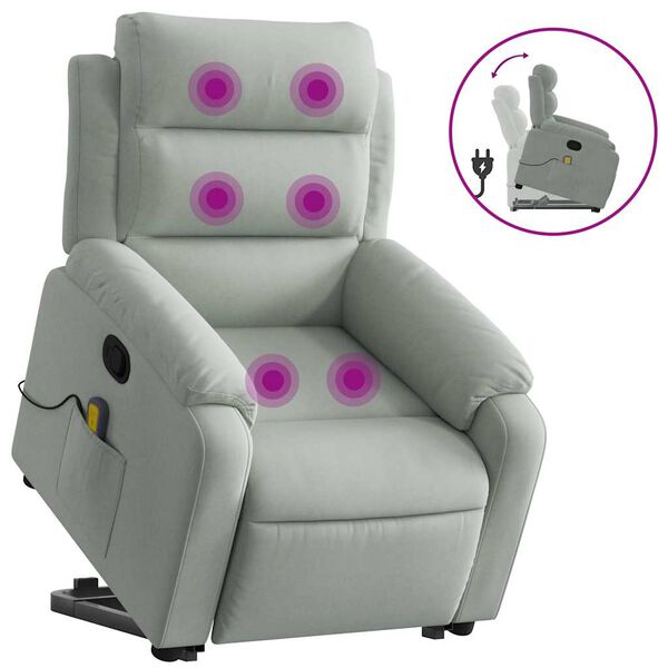 vidaXL Fauteuil inclinable de massage gris clair velours