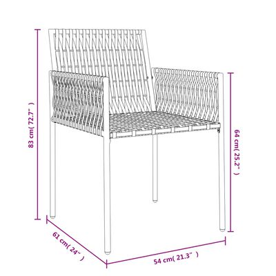 vidaXL Chaises de jardin avec coussins lot de 2 noir 54x61x83 cm rotin