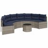 vidaXL Canap&eacute; de jardin et table et coussins demi-rond gris poly rotin