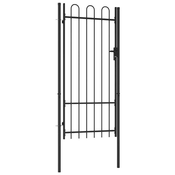 vidaXL Portillon simple porte avec dessus arqu&eacute; Acier 1x2 m Noir