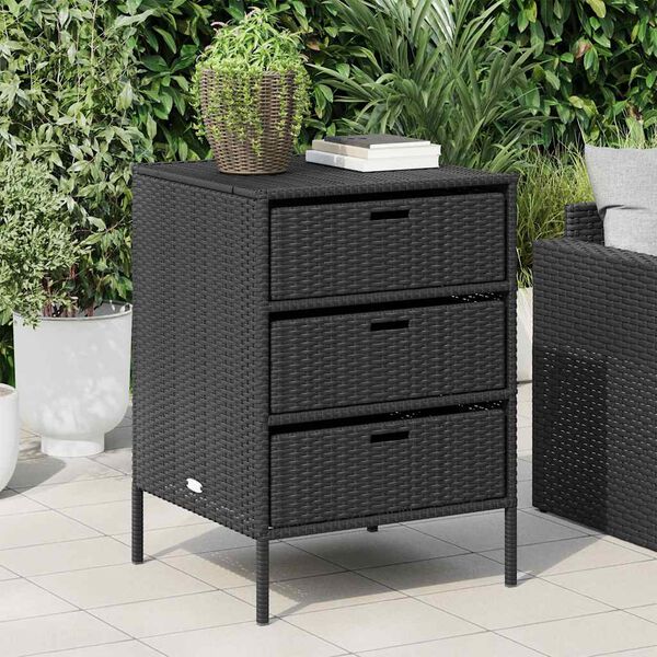 vidaXL Armoire de rangement de jardin noir 55x59x80 cm r&eacute;sine tress&eacute;e