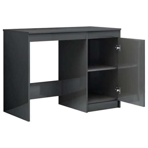 vidaXL Bureau Gris brillant 100x50x76 cm Agglom&eacute;r&eacute;
