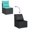 vidaXL Salon de jardin 3 pcs avec coussins noir r&eacute;sine tress&eacute;e
