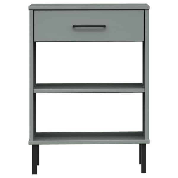 vidaXL Armoire console avec pieds en m&eacute;tal Gris Bois pin massif OSLO