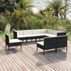 vidaXL Salon de jardin 9 pcs avec coussins R&eacute;sine tress&eacute;e Noir