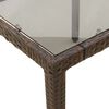 vidaXL Table de jardin avec dessus en verre marron r&eacute;sine tress&eacute;e