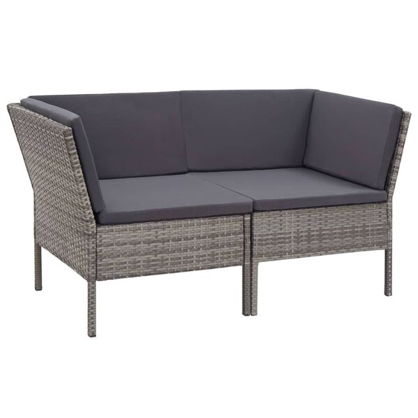 vidaXL Salon de jardin 6 pcs avec coussins r&eacute;sine tress&eacute;e gris