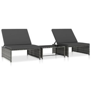 vidaXL Chaises inclinables de jardin lot de 2 et table r&eacute;sine tress&eacute;e