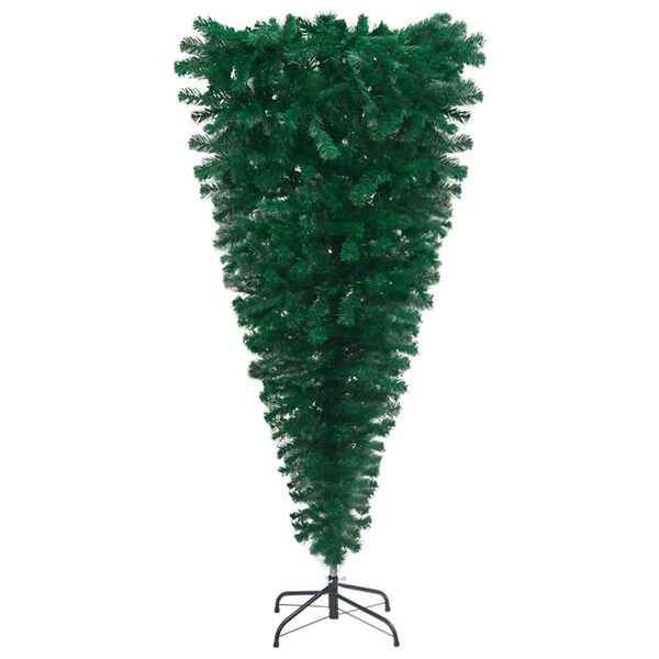 vidaXL Arbre de No&euml;l artificiel renvers&eacute; pr&eacute;-&eacute;clair&eacute; et boules 210 cm