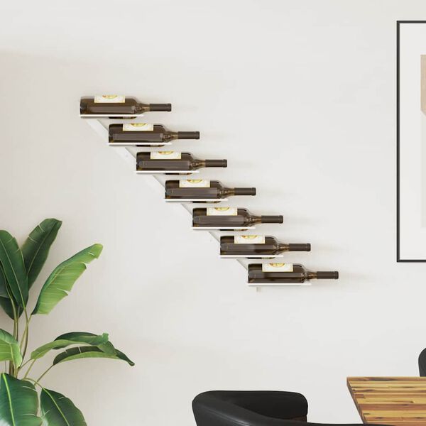 vidaXL Casier &agrave; vin mural pour 7 bouteilles Blanc Fer