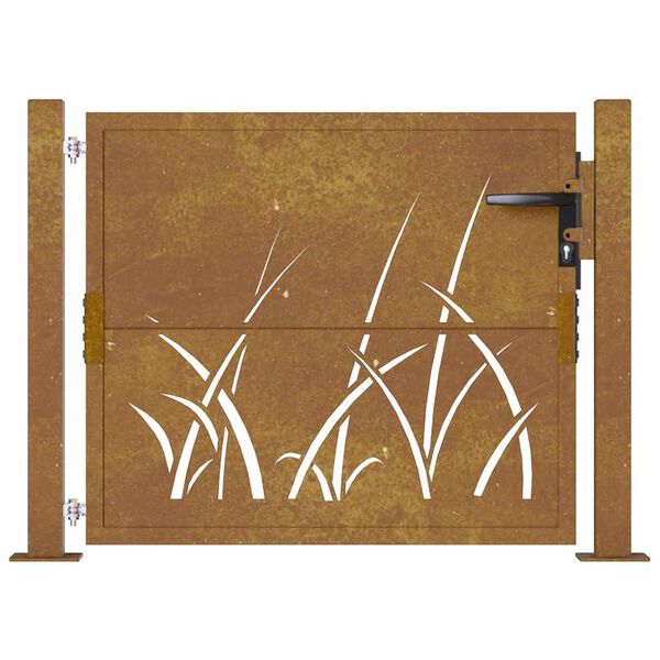 vidaXL Portail de jardin 100x100 cm en acier Corten avec motif gazon