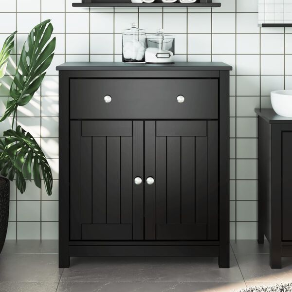 vidaXL Armoire de salle de bain BERG noir 69,5x34x80 cm pin massif