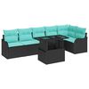 vidaXL Ensemble de canap&eacute; de jardin 7 pcs Noir Poly Rattan