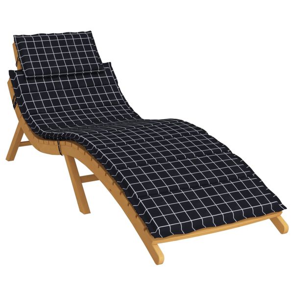 vidaXL Coussin de chaise longue motif &agrave; carreaux noir tissu oxford