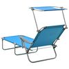 vidaXL Chaise longue avec auvent acier bleu