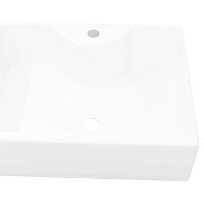 vidaXL Lavabo de salle de bain en céramique avec trou de robinet carré