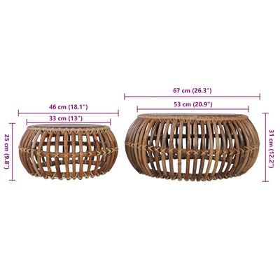 vidaXL Tables basses 2 pcs Rotin naturel