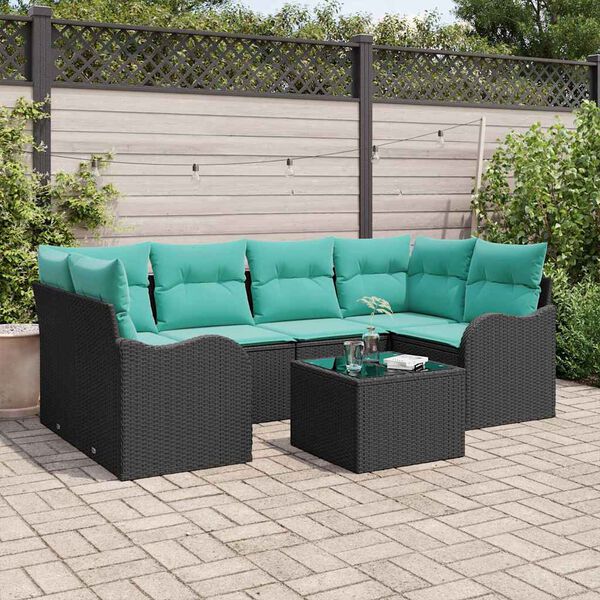vidaXL Ensemble de canap&eacute; de jardin Noir 55 x 55 x 37 cm polyrotin