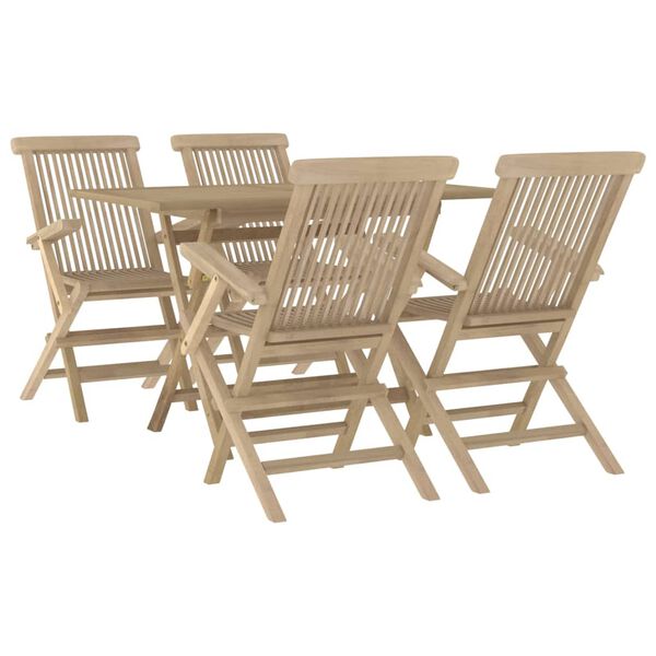 vidaXL Salon de jardin 5 pcs gris bois de teck massif