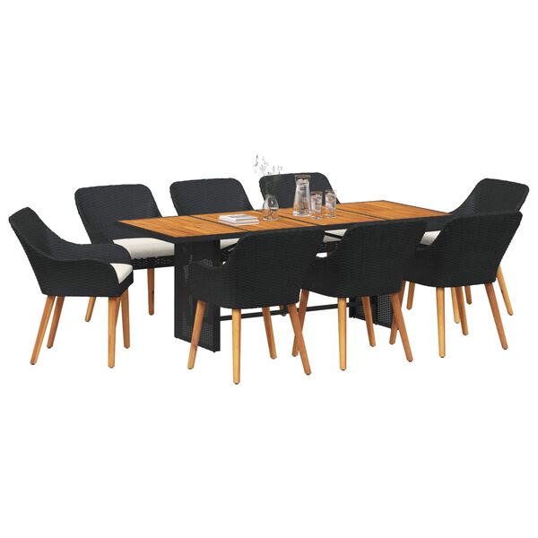 vidaXL Ensemble de salle à manger pour jardin 9 pcs Noir et marron