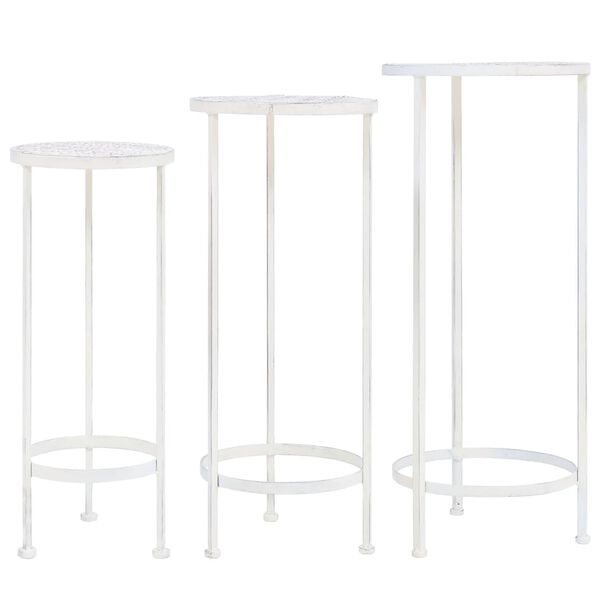 vidaXL Support de plantes 3 pcs Style vintage Métal Blanc antique