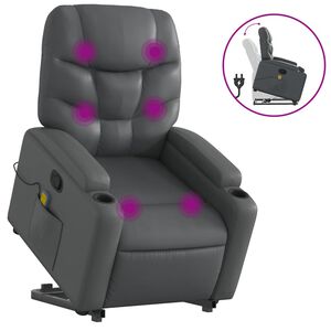 vidaXL Fauteuil inclinable de massage gris similicuir