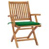 vidaXL Chaises de jardin lot de 2 et coussins vert Bois de teck massif