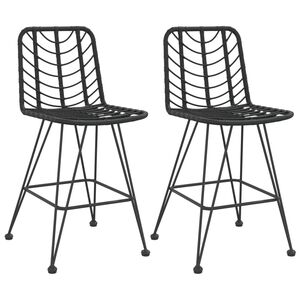 vidaXL Tabourets de bar lot de 2 Noir Résine tressée et acier