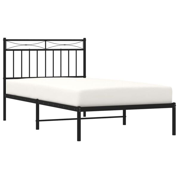 vidaXL Cadre de lit métal sans matelas avec tête de lit noir 100x190cm