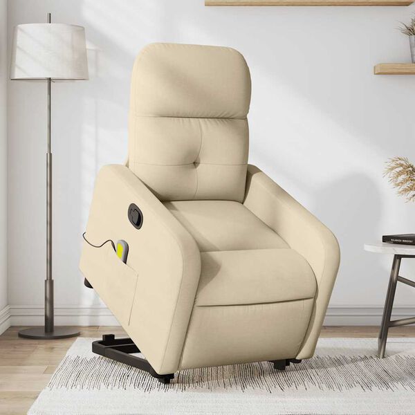 vidaXL Fauteuil inclinable de massage crème tissu