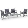 vidaXL Salon de jardin 5 pcs avec coussin Bois d'acacia solide Gris