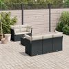 vidaXL Salon de jardin 6 pcs avec coussins noir résine tressée