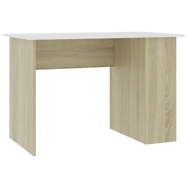 vidaXL Bureau Blanc et ch&ecirc;ne sonoma 110x60x73 cm Agglom&eacute;r&eacute;