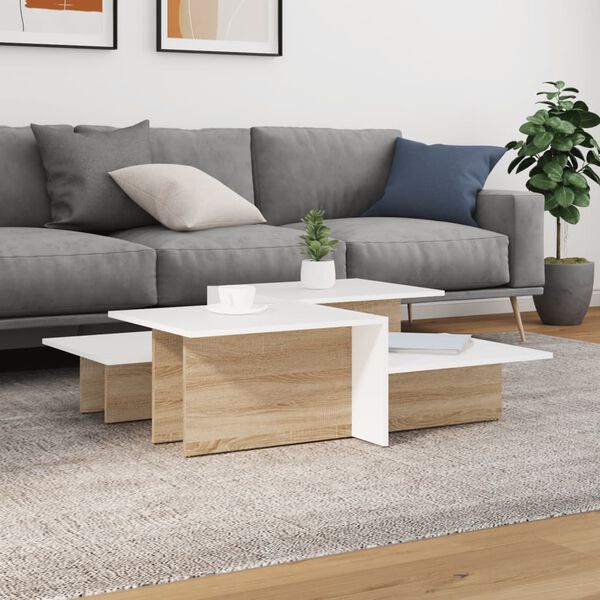 vidaXL Tables basses 2 pcs chêne sonoma et blanc bois d'ingénierie