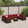 vidaXL Salon de jardin 10 pcs avec coussins marron r&eacute;sine tress&eacute;e