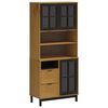 vidaXL Buffet haut et portes en verre FLAM 80x40x180cm bois massif pin
