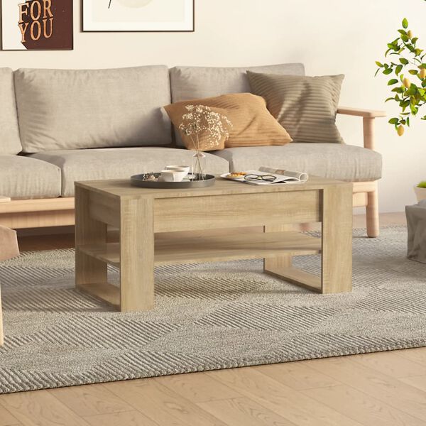 vidaXL Table basse ch&ecirc;ne sonoma 102x55x45 cm bois d'ing&eacute;nierie